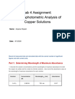 Lab 4 Spectroscopic Analysis of Copper Solutions