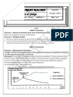 (Géologie) BAC 2021 SUJET TSEXP