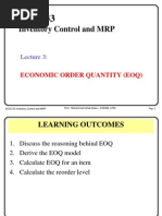 Inventory Control and MRP: Economic Order Quantity (Eoq)