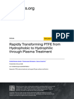 Rapidly Transforming PTFE From Hydrophobic To Hydrophilic Through Plasma Treatment