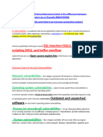 SQL Injection (Sqli), Cross-Site Scripting (XSS), and Buffer Overflow