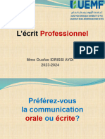 Ecrit Professionnel Rapport de Stage