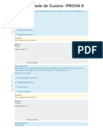 Contabilidade de Custos-Prova II Fasec