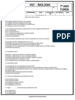 Avaliação Global de Biologia - 7o Ano