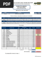 Boleta de Notas: Universidad Nacional Del Centro Del Perú