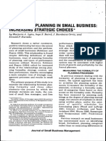 Formalized Planning in Small Business: Increasing Strategic Choices