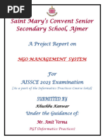 Saint Mary's Convent Senior Secondary School, Ajmer: A Project Report On