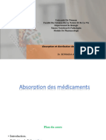 Absorption Et Distribution de Médicaments Cours Résumé