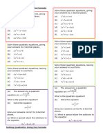 Solving Quadratics by Formula Practice Strips