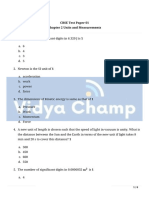 CBSE Test Paper 01 Chapter 2 Units and Measurements