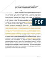 Determinants of Investors' Participation On The Rwanda Stock Exchange With A Few Comment