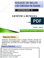 Genética Humana ENFERMAGEM A - B. 2021L Sala 16. NOITEppt-1