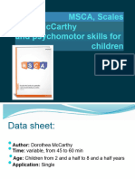 MSCA McCarthy Scales of Aptitudes and Psychomotor Skills