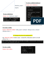 Csegyan: Create Database Syntax: Show Databases