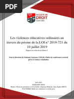 Les Violences Éducatives Ordinaires Au Travers Du Prisme de La LOI N° 2019-721 Du 10 Juillet 2019