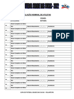 Relação Nominal de Atletas: Equipe: Cidade: Categoria: Estado