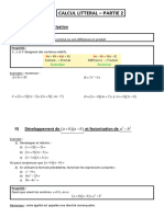 Calcul Litteral 2 - Cours