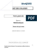 Brevet General Maths Corrigé