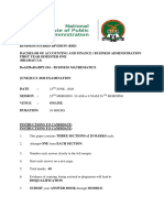 B0ba 104 - Business - Mathematics - June - July - 2020 - Examination