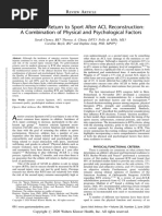 Readiness To Return To Sport After ACL Reconstruction A Combination of Physical and Psychological Factors