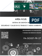 PA-SGSST-PR-27. Procedimiento Disposición y Manejo de Residuos Sólidos