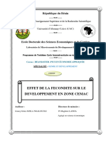 Effet de La Fecondite Sur Le Developpement en Zone Cemac - Dzi