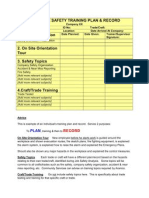 Employee Safety Training Plan Record