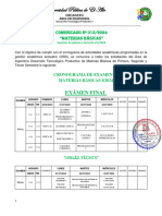 Comunicado Examen Final y Segundo Turno M.B. I-2024