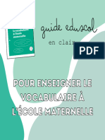 Pour Enseigner Le Vocabulaire À L'école Maternelle