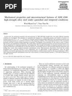 Mechanical Properties and Micro Structural Features of Aisi 4340