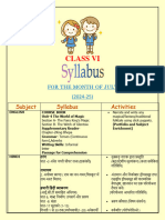 Class 6 Syllabus July (2024-25) - New