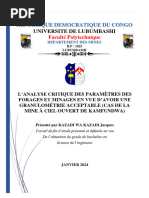 TFE Analyse Des Paramètres de Forage Et Minage Pour Une Granulométrie Acceptable