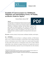 Essentials of Good Governance in A Multilingual, Multiethnic and Multi-Religious Society..... RUN LAW JOURNAL VOL 5 ISSUE III