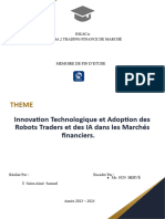 Innovation Technologique Et Adoption Des Robots Traders Et Des IA Dans Les Marchés Financiers