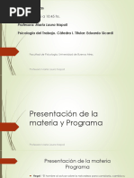 Diapositivas Clases Teóricas 1 y 2. Napoli. Psicología Del Trabajo, Cátedra I