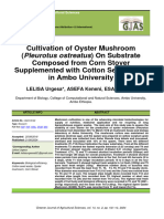 Cultivation of Oyster Mushroom (Pleurotus Ostreatus) On Substrate Composed From Corn Stover Supplemented With Cotton Seed Waste in Ambo University