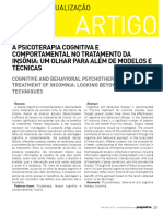 A Psicoterapia Cognitiva e Insônia