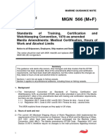 UK MGN 566 STCW Manila Amendments Hours of Work Alcohol Limit