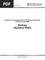 Biology (Syllabus 6093) : Singapore-Cambridge General Certificate of Education Ordinary Level (2024)