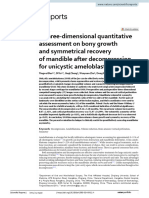 A Three Dimensional Quantitative Assessment On Bony Growth and Symmetrical Recovery of Mandible After Decompression For Unicystic Ameloblastoma