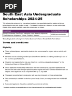 South East Asia Scholarship 2024 25