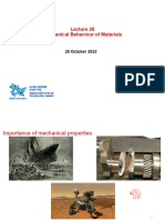 Mechanical Behaviour of Materials: 28 October 2022