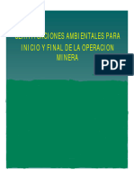 Certificaciones Ambientales para Inicio Y Final de La Operacion Minera