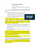 Metabolismo de Proteínas e Integração Metabólica