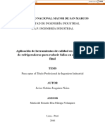 Aplicación de Herramientas de Calidad en Una Fábrica de Refrigeradoras para Reducir Fallos en El Producto Final