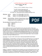 Exam Dates and Other Information Are Subject To Change!: Molecular Biology - BISC 320L