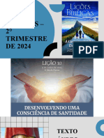 Lição 10 Desenvolvendo Uma Consciência de Santidade 2° Trimestre de 2024 ADULTOS