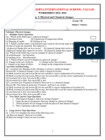 STD 7 Science Worksheet 6 Physical and Chemical Changes