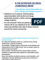 Findings On The Interview On Drug and Substance