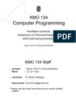 Computer Programming: Hacettepe University Department of Chemical Engineering 2023-2024 Spring Semester